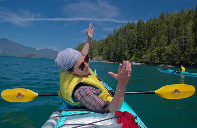 jane displaying nootka sound from a kayak